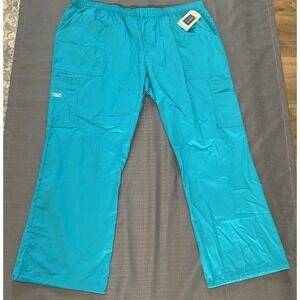 Cherokee Workwear Unisex Scrub Pants Modern Classic Teal/BW 3XL  6 pkt New W/Tag
